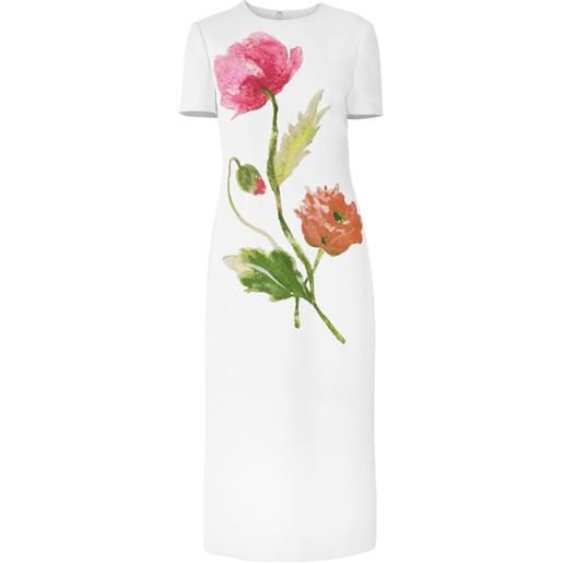 Carolina Herrera abito midi con stampa papaveri - bianco