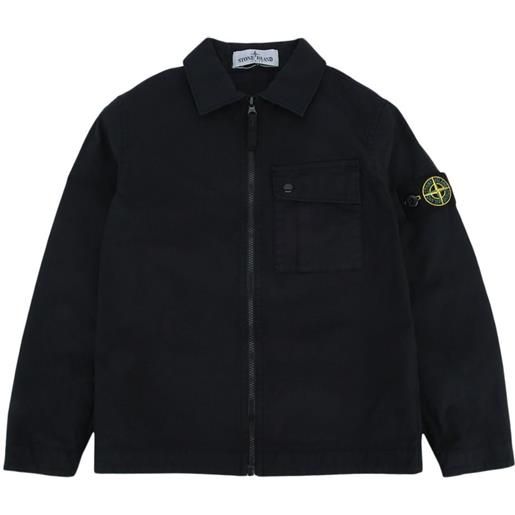 Stone Island Junior giacca-camicia con logo - blu