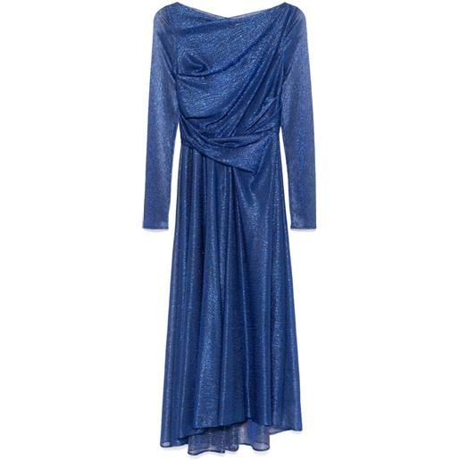 Talbot Runhof abito midi con arricciatura - blu