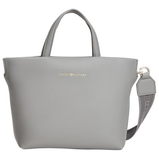 Tommy Hilfiger th logotape mini tote aw0aw17694, donna, grey (universal grey), one size