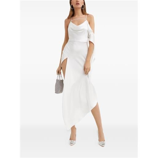 David Koma abito asimmetrico con scollo drappeggiato - bianco