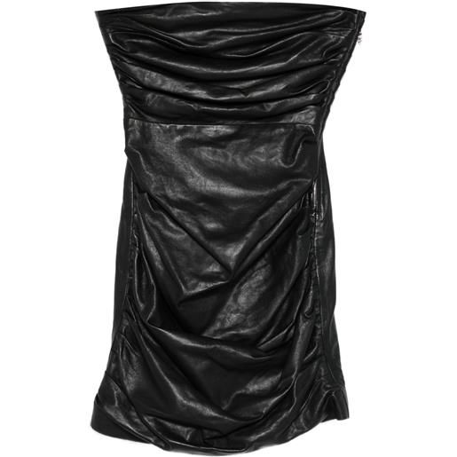AMIRI abito corto in pelle con ruches - nero