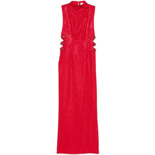 Self-Portrait abito maxi con strass - rosso