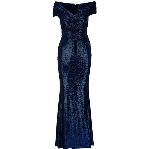 Talbot Runhof abito lungo tokara con spalle scoperte - blu
