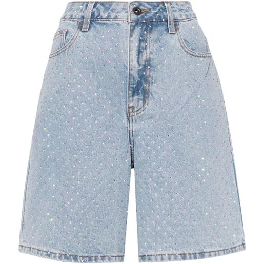Self-Portrait shorts denim con decorazione - blu