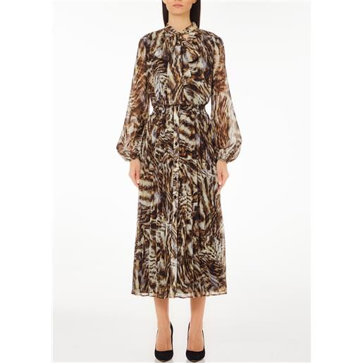 LIUJO liu jo abito chemisier con stampa animalier, marrone