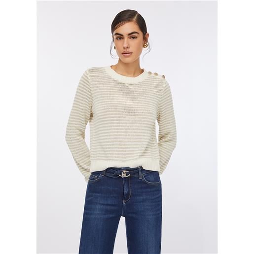 LIUJO liu jo maglia a righe lurex®, bianco lana