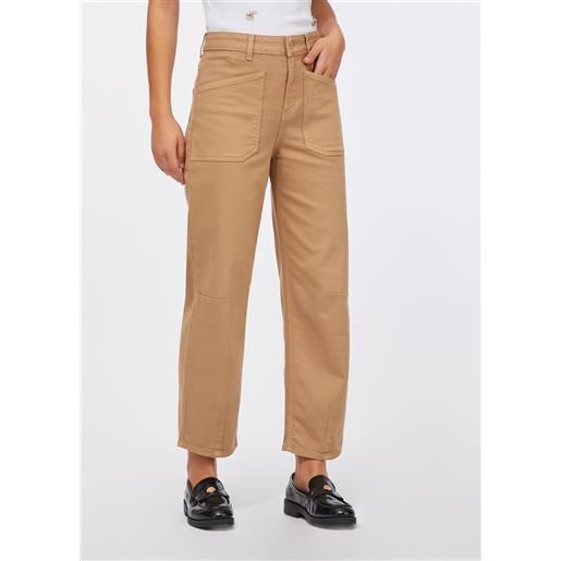 LIUJO liu jo pantaloni carrot fit a vita alta, cumino