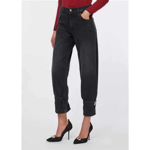 LIUJO liu jo jeans carrot fit a vita alta, denim nero