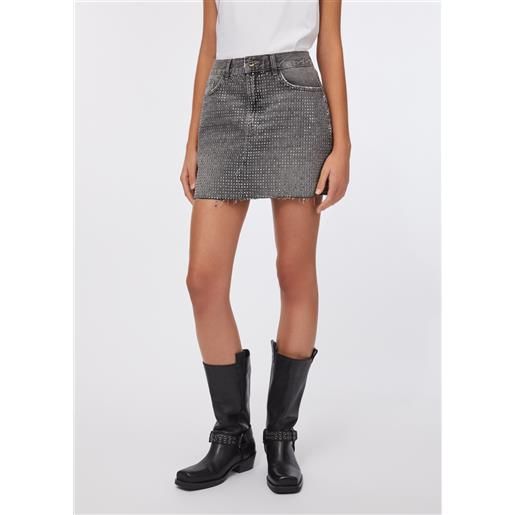 LIUJO liu jo minigonna in denim con borchie, denim grigio