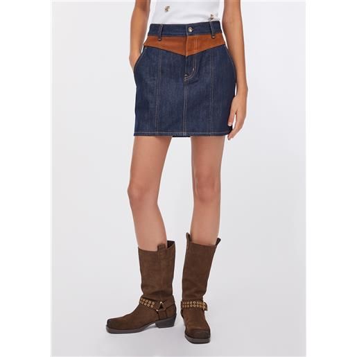 LIUJO liu jo minigonna in denim con inserto in suede, lavaggio classico