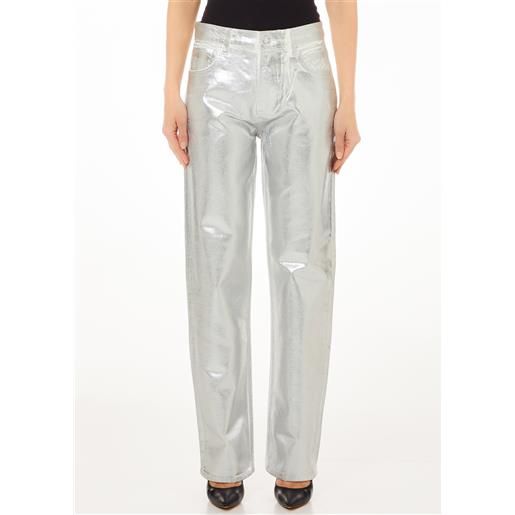LIUJO liu jo pantaloni straight laminati, argento