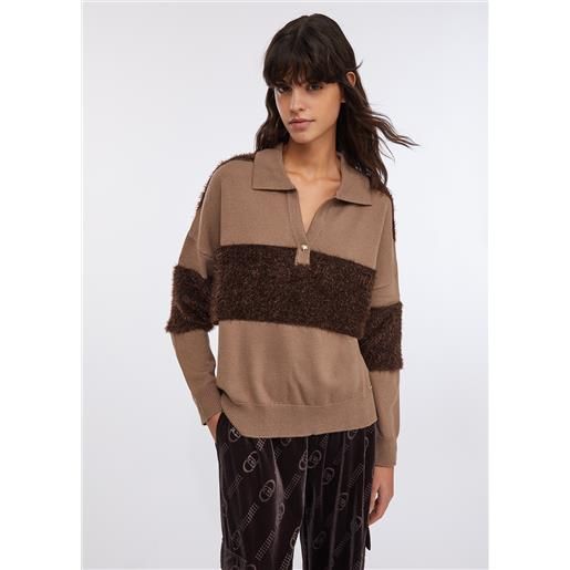 LIUJO liu jo polo in lana a righe, cioccolato