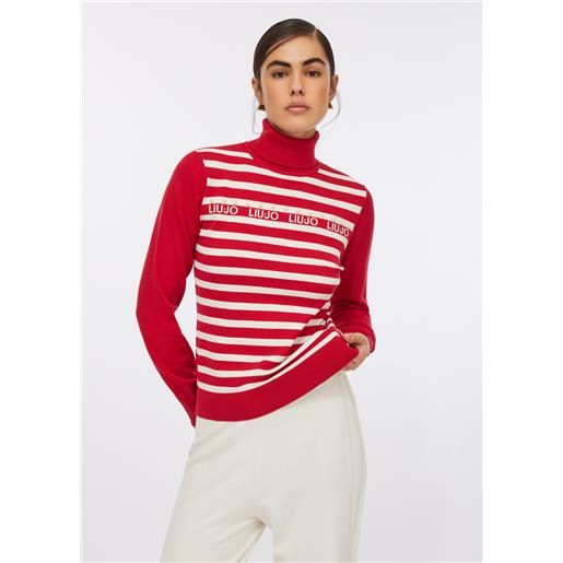 LIUJO liu jo dolcevita a righe, rosso ciliegia