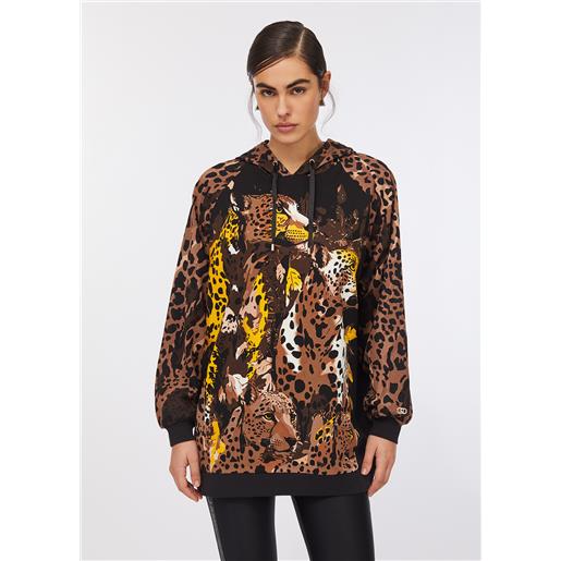 LIUJO liu jo felpa con stampa animalier, cioccolato