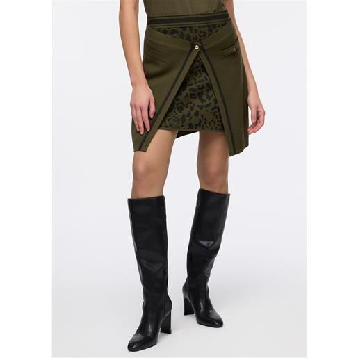 LIUJO liu jo minigonna asimmetrica in maglia, verde oliva