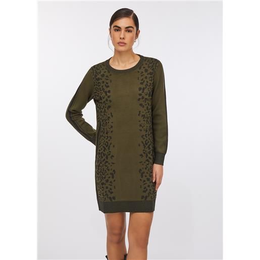 LIUJO liu jo abito animalier in maglia, verde oliva