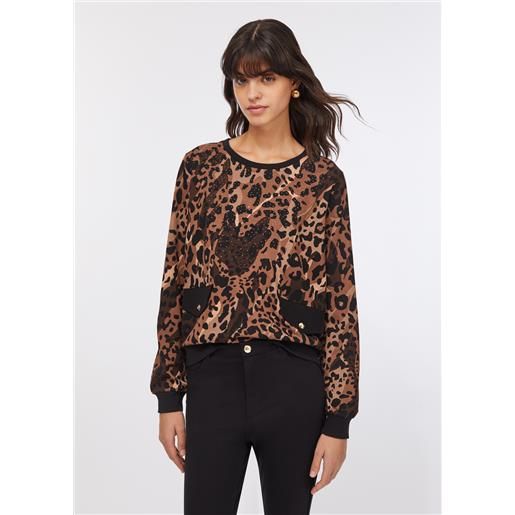 LIUJO liu jo felpa animalier liu jo better, cioccolato