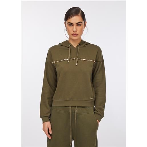 LIUJO liu jo felpa liu jo better con cappuccio, verde oliva