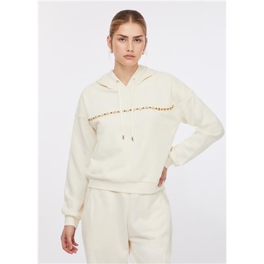 LIUJO liu jo felpa liu jo better con cappuccio, bianco latte