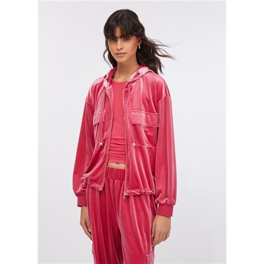 LIUJO liu jo felpa in ciniglia con cappuccio, amarena