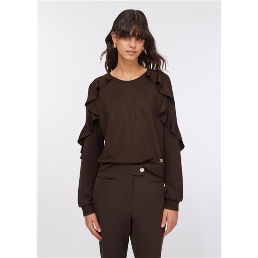 LIUJO liu jo felpa con rouches, cioccolato