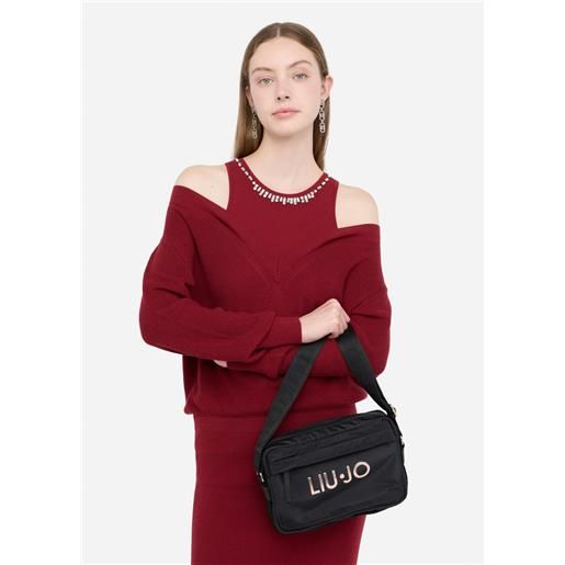 LIUJO liu jo borsa a tracolla media in nylon, nero