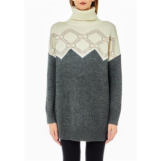 LIUJO liu jo dolcevita in misto lana con strass, grigio