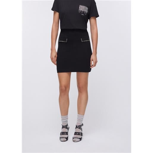 LIUJO liu jo minigonna in maglia con perline, nero