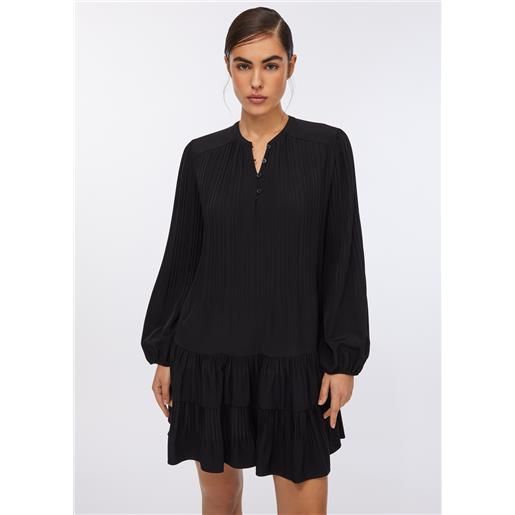 LIUJO liu jo vestito corto in crêpe de chine, nero