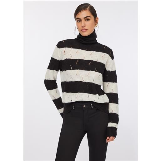 LIUJO liu jo dolcevita a righe in lana e alpaca, nero