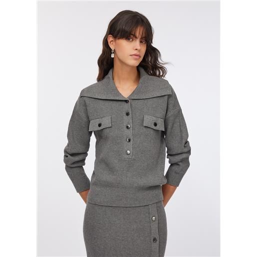 LIUJO liu jo maglia con maxi collo, grigio