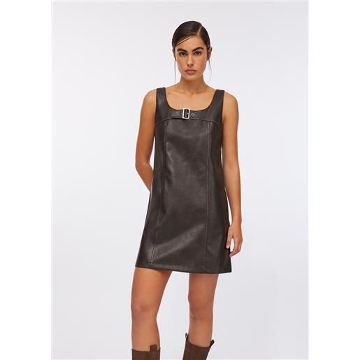 LIUJO liu jo vestito corto in tessuto spalmato, cioccolato chiaro