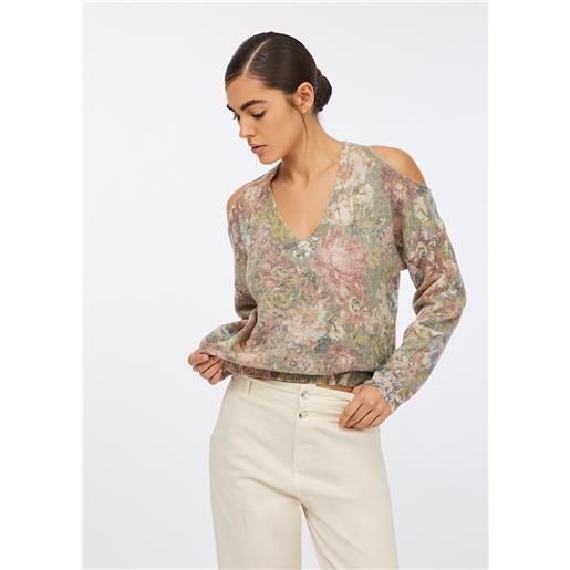 LIUJO liu jo maglia con cut-out, stampa sanderson