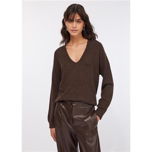 LIUJO liu jo maglia con micro paillettes, cioccolato