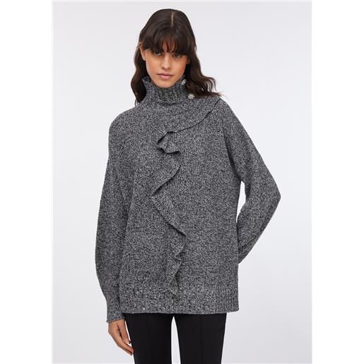 LIUJO liu jo maglia con maxi volant, nero