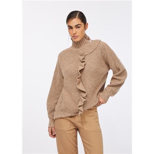 LIUJO liu jo maglia con maxi volant, cioccolato