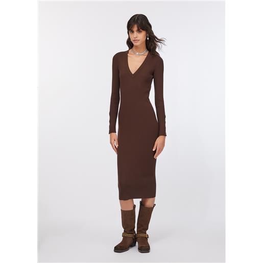 LIUJO liu jo abito in maglia con castoni gioiello, cioccolato