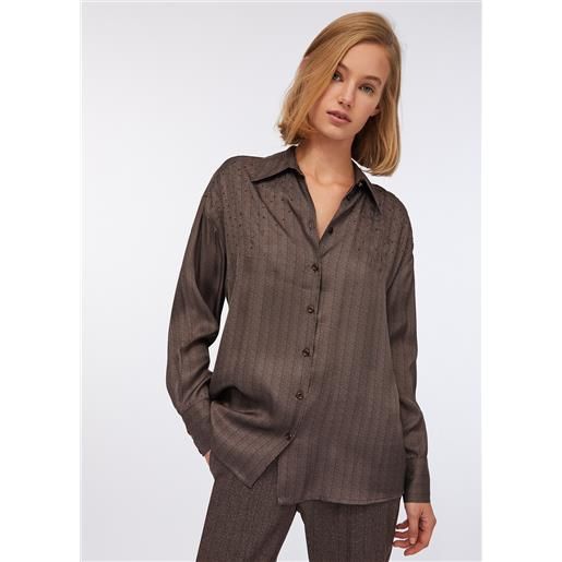 LIUJO liu jo camicia in raso con strass, testa di moro