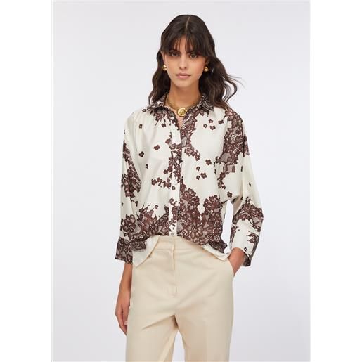 LIUJO liu jo camicia in twill stampato, marrone