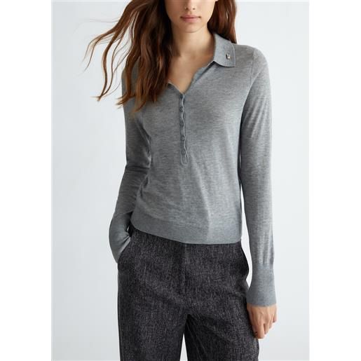 LIUJO liu jo polo in maglia di misto cashmere, grigio