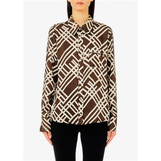 LIUJO liu jo camicia con stampa check, marrone