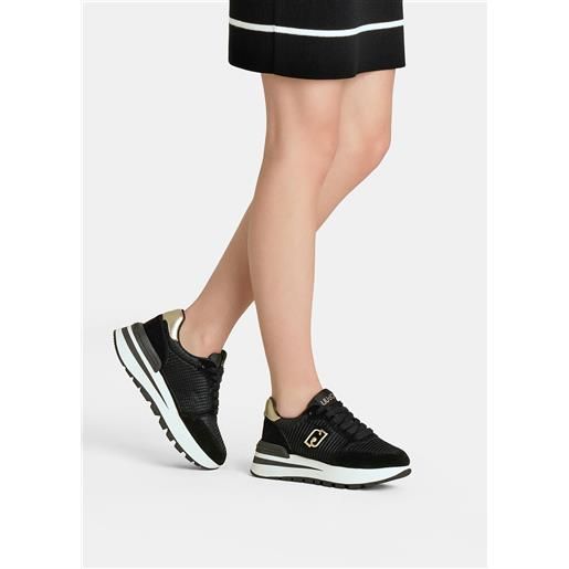 LIUJO liu jo sneakers in suede e mesh, nero