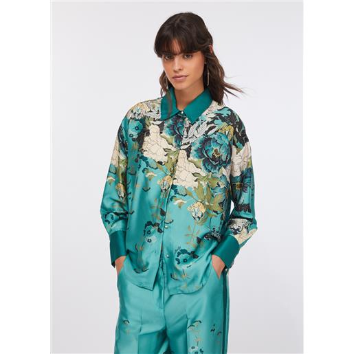 LIUJO liu jo camicia in twill stampato, azzurro