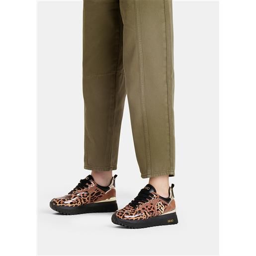 LIUJO liu jo sneakers platform in vernice animalier, leopardato