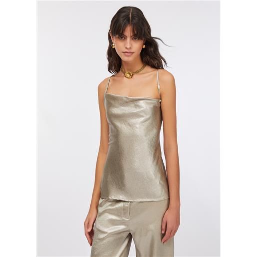 LIUJO liu jo top in crêpe laminato, oro