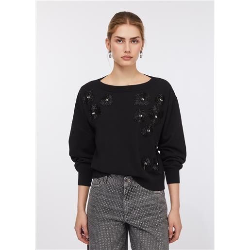 LIUJO liu jo maglia con strass, nero/fiori