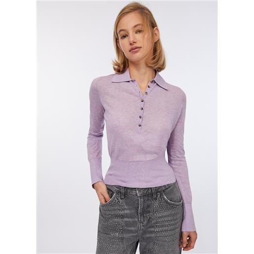 LIUJO liu jo polo in cotone e cashmere, lilla