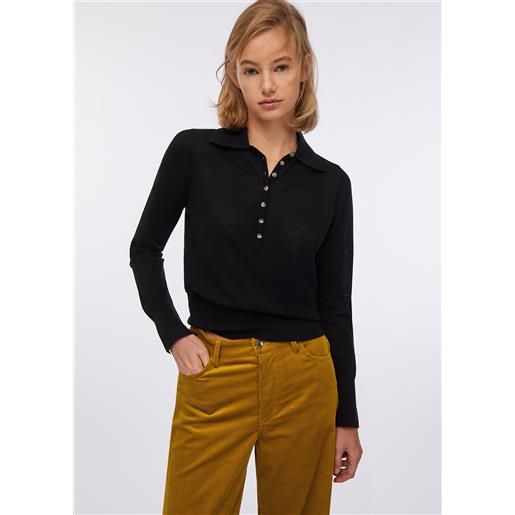 LIUJO liu jo polo in cotone e cashmere, nero