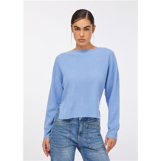 LIUJO liu jo maglia in lana e cashmere, azzurro